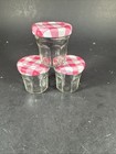 Lot Of 3- Mini 1 Oz Bonne Maman France Empty Glass Sample Jam Jars Red Gingham