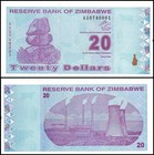 Zimbabwe 20 Dollars  2009  P-95  Unc X 10 Pcs