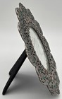 Pewter Enamel Rhinestone Jeweled Round Picture Frame 6 5   x6 5    