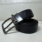 Coach Mens Black Signature C Embossed Leather Belt Sz 42
