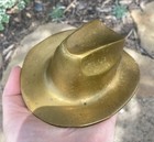 Vtg Solid Heavy Brass Cowboy Hat Paperweight Cigar Holder Ashtray Mcm Decoration