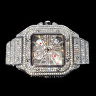 Skeleton Red Dial Vvs Iced Out Diamond Designer Watch   Hip Hop Watch  Fashion 