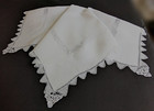 English Lace Linen Tablecloth Topper  38x38  Hand Done   Machine Bobbin Lace Vtg