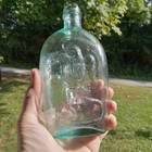 For Pikes Peak Prospector Eagle Pint 1860s Historical Flask Crude Lip Shiny Nice