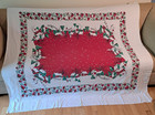 Vintage Christmas Tablecloth Village Scene    Church Bells 68  X 61 