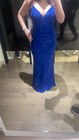 Blue Formal Evening Gown Sleeveless V-neck Floor Length Sequin Details