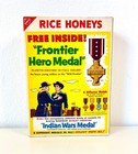 Rare 1950s Nabisco Rice Honeys Cereal Box Full sealed Frontier Hero Medal Prize