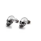 Silver Colored Stainless Steel Skull Stud Earrings Punk Goth New