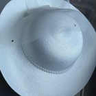 White Wide Brim Church Dress Hat Organza Flower Rhinestone Kentucky Derby Hat