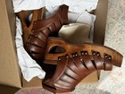 Dansko Tan Leather Strappy Wedge Sandals Studded Women s Hook   Loop Eu 39