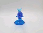 Ron Ray 1991 Vintage  Blue Art Glass Dolphin Figurine Glow Signed Nautical