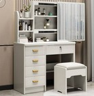 White Vanity Dressing Table With Drawer Lighted Mirror Stool Makeup Desk Bedroom