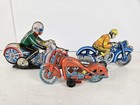 Vintage Lot Of 3 Tin Litho Wind-up And Friction Motorcycle Toy Toys