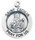 925 Sterling Silver Saint St  Cecilia Pendant Medal Necklace With Chain   Box
