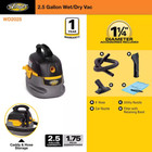Ridgid 2 5 Gallon 1 75 Peak Hp Small Shop Vac Wet Dry Vacuum With Filter Bag  Ho