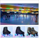 Light Up Roller Skate Wheels Led Quad Skates Wheels With Bearings Outdoor   8pcs