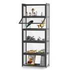 67 5  Acrylic Display Case Showcase Figure Bookshelf Black  flip Up Door   5 Tiers