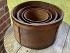 Lot Of 4 Antique Wooden Bent Oak Dry Measure W metal Band Containers