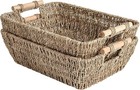 Hand-woven Large Storage Baskets With Wooden Handles  Seagrass Wicker Baskets   