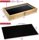 Wooden Jewelry Display Case With Tempered Glass Top Lid
