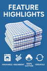 15 X 24 Kitchen Hand Dish Towels Soft 100  Ring Spun Cotton White   Light Blue