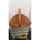 Vintage Wicker Gathering Basket Large Shallow Garden Trug Flower Harvest Brown