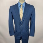 1960s Botany Suit Mens 42 Long Jacket 37 Pants Unhemmed Vtg Mcm Mohair Blue Nos