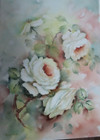 Vintange Hand Painted Porcelain Tile Roses 9 1 4 x13  Singed