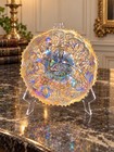 Antique Fenton Opalescent Carnival Glass Plate - Peacock   Urn