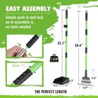 Pooper Scooper  Dog Scooper Long Handle Stainless Metal Tray And Green