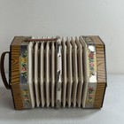 Vintage Concertina Squeezebox Floral Woodgrain 8 Inch Playable Needs Hand Straps