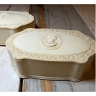 Set  2  Vintage Luxor Vanity Trinket Dresser Boxes Cameo Design Molded Plastic