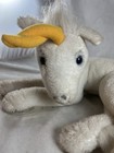 70s Dakin Pillow Pets White Stuffed Plush Unicorn Lying Down Pose Vintage 1978