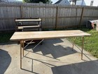 1920s Primitive Wallpaper Paste Table Folding Farmhouse Rustic Work Table