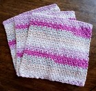 Set Of 3 Handmade Crochet Cotton Dishcloths  Washcloths   8   8  Dahlia