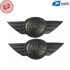2x Mini Badge Front Hood Rear Boot Black Metal Sticker 115mm Cooper Emblem
