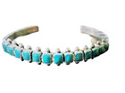 Vintage Navajo Sterling Silver Square Turquoise Bracelet Stamped Arrows Small