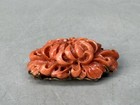 Y8858 Obidome Coral Sash Clip Brooch Japan Antique Kimono Accessory Fashion