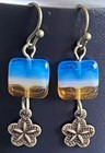 Beachy Bronze Sea Shell   Glass Bead Earrings  Ocean 