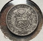 1896 Tf Peru 1 2 Dinero Silver Coin Decent Condition  1 Rare