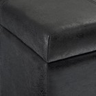 Dover 36 Inch Wide Storage Ottoman Bench In Distressed Black Vegan Leather