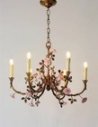 French Vintage Rose Chandelier Romantic Floral Candle Ceiling Light Cottagecore 