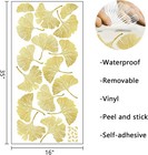 Mfault Gold Leaves Wall Decals Stickers  Ginkgo Leaf Botanical Living Room Decor