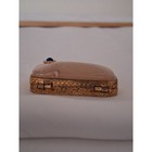 Vintage Estee Lauder Solid Perfume Compact Pill Box Gold Tone Peach Marbled Top