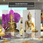 Red Lantern 6 Ft  Tall Double Sided Thai Buddha Room Divider 3 Panel