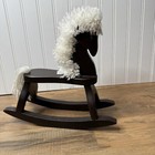 Wooden Rocking Horse Victorian Yarn Mane Bear Doll Shelf Display Vtg Toy Stand