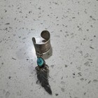 Stunning  Vintage Signed  Navajo Sterling   Turquoise Ear Cuff 