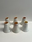6 Antique Lustre Art Glass Ribbed White Gold Shades 5-1 2  Tall X 2 1 4  Fitter