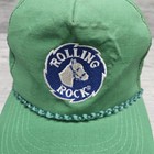 Vtg Rolling Rock Beer Trucker Hat Embroidered Rope Snapback