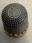 Vintage 800 Silver Thimble Gilt Gold Band Red Coral Cabochons Made In Italy